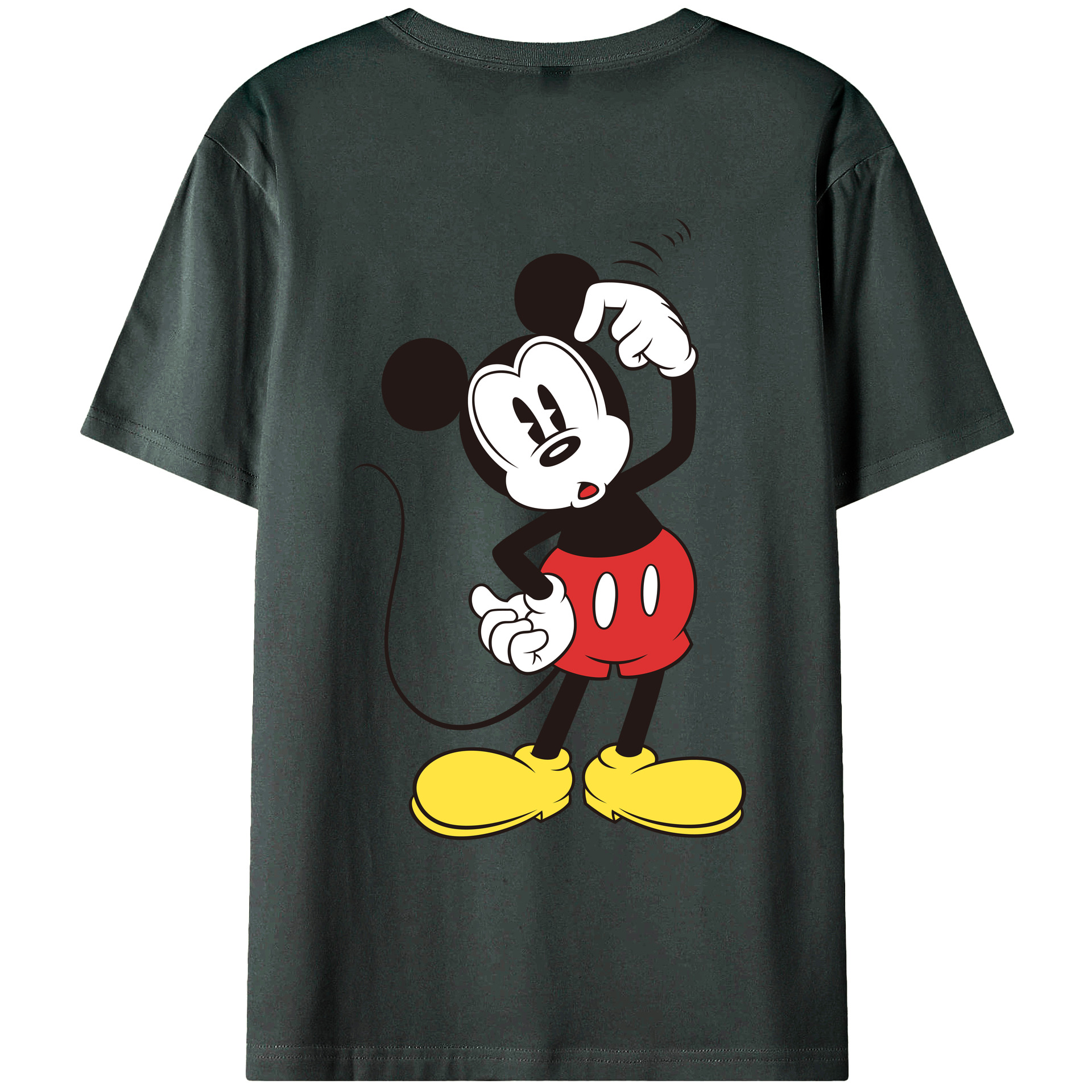 ミッキーマウス Mickey Mouse 綿100％ メンズ半袖Tシャツ（バックプリント） 通気性